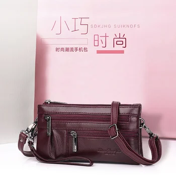 кожаная женская мини-сумка-мессенджер, 7-дюймовая сумка для мобильного телефона, кожаная сумка для отдыха на одно плечо, маленькая сумка-мессенджер.