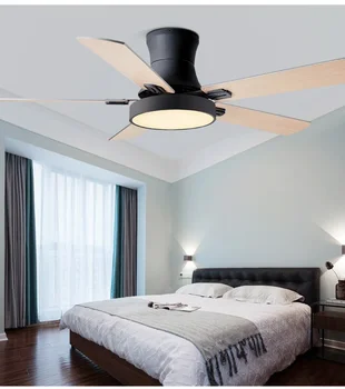 Потолочные вентиляторы с подсветкой, лампа-вентилятор с дистанционным управлением, современный декор спальни, воздушное охлаждение, реверсивное, пятилопастное, 42 52 дюйма