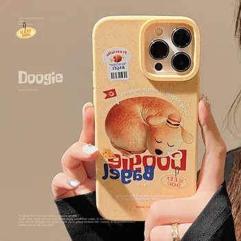 Мультяшный чехол для iPhone 11 12 13 14 15 Pro Max Case TPU Мягкая обложка Yellow Dog Protector