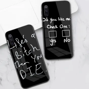 Грустный черный чехол для телефона Xiaomi 13 12 11T 10 9 Redmi Note 12 11 10 10S Pro, черный стеклянный чехол для телефона