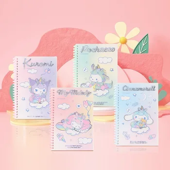4шт Sanrio A5 Notebook Coil Book Melody Kuromi Cinnamoroll Студенческий портативный дневник Блокнот Школьные Канцелярские принадлежности