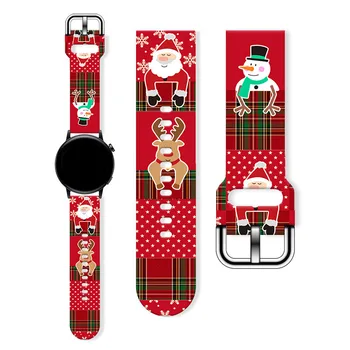 Мультяшная Рождественская Серия 6 Печатных Силиконовых Ремешков Для Samsung Huawei GT Watch FB-Versa 22 мм 20 ММ Ремешок Для Часов Браслет Аксессуары
