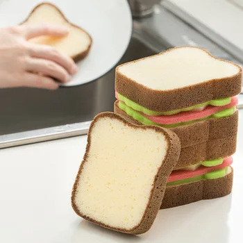 Губка в форме мягкого тоста Thanstar, креативный стиль для сэндвичей, Скруббер для мытья посуды, Аксессуары для уборки, кухонные принадлежности.