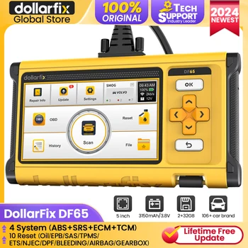 DollarFix DF65 OBD2 Автоматический Сканер инструменты ECM/TCM/ABS/SRS 4 Система Диагностики автомобиля Сканирующий Инструмент 10 Сброс Масла/EPB/ ETS /SAS/TPMS LifeFree
