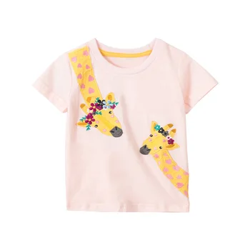 Little maven/ Новинка 2024 года, Футболка для маленьких девочек, Красивые Топы Из Хлопка С Рисунком Жирафа, Летняя Повседневная Одежда для Детей, Комфортная Одежда