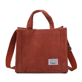 для женщин 2022, Хлопковые сумки на молнии, Роскошная дизайнерская вельветовая повседневная женская сумка-тоут, сумки через плечо в стиле ретро, холщовые сумки через плечо