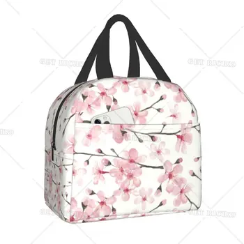 Японская вишневая изолированная сумка для ланча с цветочным наполнителем, термос для ланча с едой, работа, школа, путешествия