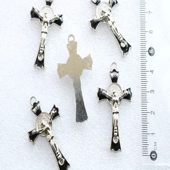 Религиозная медаль Святого Бенедикта, подвеска с Черным Крестом Иисуса Христа, украшения своими руками, подходящее ожерелье-подвеска