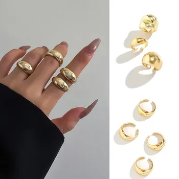 3шт 4шт 8шт Преувеличенные Панк Металлические Геометрические Кольца Набор для Женщин Модный Дизайн Нерегулярные Открытые Кольца На Палец Ювелирные Изделия