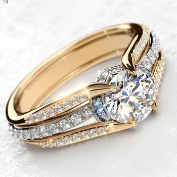 Новое модное женское обручальное кольцо Великолепное предложение Бриллиантовый Кубический цирконий Ювелирные изделия для помолвки Оптом