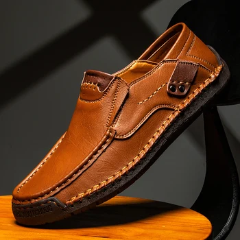 Кожаная обувь больших размеров ручной работы, весенние мужские деловые модельные туфли для отдыха, мягкая подошва, удобная модная кожаная обувь для молодежи