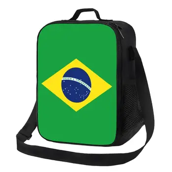 Изготовленный на заказ ланч-бокс с бразильским флагом для мужчин и женщин-охладитель с теплой изоляцией для детей-школьников