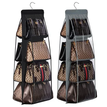 Шкаф-органайзер для сумок Подвесной Органайзер для сумок Складной Пылезащитный Дышащий Женский Кошелек Вешалка для гардероба Спальня