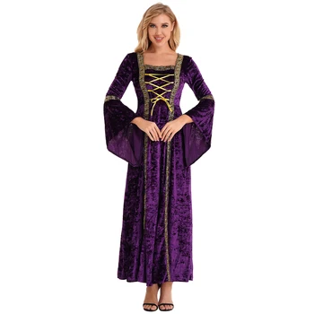 Женское средневековое бальное платье эпохи Возрождения, костюм для косплея на Хэллоуин, платье принцессы с расклешенными рукавами на шнуровке, маскарадный костюм для тематической вечеринки