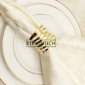 200шт Полое кольцо для салфеток Золотая пряжка для салфеток для свадеб Декоративные держатели для салфеток Украшение стола