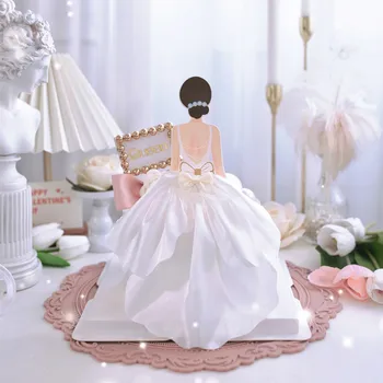 Новое Свадебное Женское платье, Топпер для кексов Сзади, Шелковая марлевая юбка, Топпер для торта для девочек, Украшения для торта на День рождения, Принадлежности для свадебной вечеринки