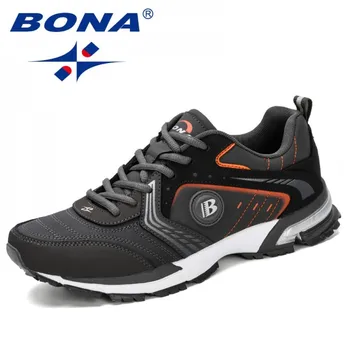 Кроссовки BONA, мужские модные уличные легкие дышащие кроссовки, Мужские кроссовки для спортивной ходьбы на шнуровке, Мужские удобные кроссовки для бега трусцой