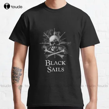 Классическая футболка Black Sails, черные паруса, высококачественные милые элегантные футболки из милого мультфильма Каваи, милые хлопковые футболки Xs-5Xl