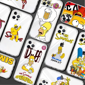 Прозрачный чехол Для Телефона iPhone 14 13 12 11 Pro Max 13 Mini X XR XS 14 MAX 7 8 6 6S Plus Мягкая Обложка Funda The Simpsons Bart Homer