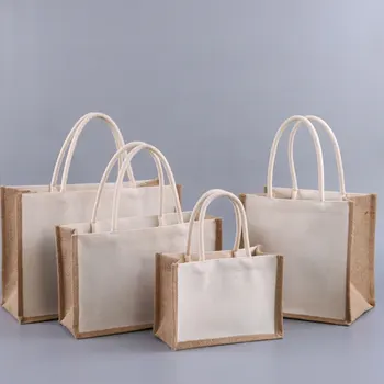 Джутовые сумки-тоут Большой емкости для покупок продуктов, сумки для покупок продуктов, подарочные пакеты-тоут