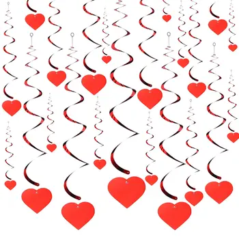 День Святого Валентина изогнутое Сердце Вихревые Украшения Красное Сердце Завитки Спираль Свадебный Романтический Декор Блестящая Фольга Красного Цвета