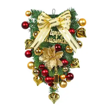 Рождественский каплевидный сувенир, Рождественский венок, Гирлянда, бант из леденцовой трости, украшение в перевернутом виде, искусственный рождественский сувенир, наружный декор.