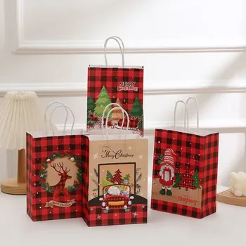 Подарочные пакеты из конфетной бумаги С Рождеством, Санта-Клаус, Сумочка для печенья, подарочная сумка Noel Navidad, Упаковочные пакеты для декора, принадлежности для вечеринок