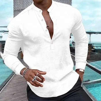 Мужчины\\\\\\\\\\\\\\\'с повседневная с длинным рукавом v-образным вырезом Хенли кнопка вниз рубашка блузка топы футболки различных размеров и цветов доступны