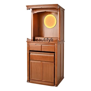 Золотой Шкаф Будды из сандалового дерева, шкаф для одежды в китайском стиле, Домашняя гостиная, Современный Светлый Роскошный Маленький Алтарный шкафчик