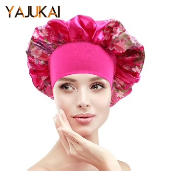 Мульти стиль печати атласная шляпка для сна, Белая шляпа для волос с цветком ночная шапка для сна косы розовый шапочка для волос 3шт