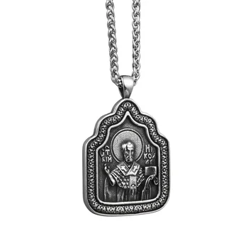 Мужское ожерелье в стиле хип-хоп Priest God на цепочке из нержавеющей стали с 24-дюймовыми религиозными украшениями