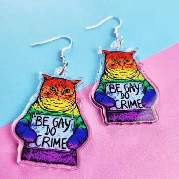 Новые акриловые серьги Cute Cat Be Gay Do Crime, оригинальные ювелирные изделия, персонализированные и креативные серьги, подходящие для подарков женщинам