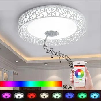 Приложение Светодиодный потолочный светильник с Bluetooth динамиком 36 Вт музыкальная лампа для вечеринки в стиле деко музыкальный светильник для спальни с дистанционным управлением