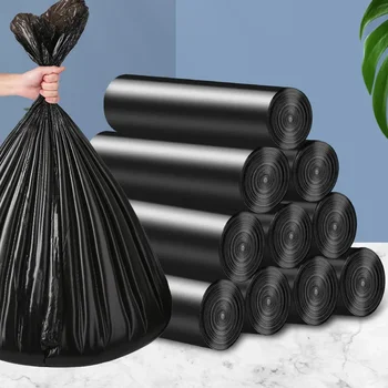 Утолщенный Кухонный мешок для уборки бытовых отходов Одноразовый Черный мусор Портативные Большие мешки для мусора 15шт/1 рулон