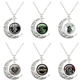 Ретро-логотип Sons Of Anarchy, ожерелье с Луной, цепочка для девочек, Женская подвеска, Ювелирные изделия для влюбленных, Шарм Для Мальчиков, Женские подарки