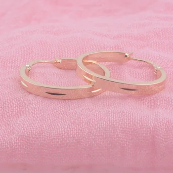 FJ 3 мм женские серьги-кольца из розового золота 585 пробы с круглым знаком