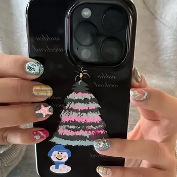 Мультяшный милый красочный чехол для телефона в виде Рождественской елки для iPhone 15 14 11 12 13 Pro Max Простой Корейский чехол для телефона для iPhone XR XS MAX