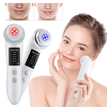 5 в 1 RF EMS Микротоковое устройство для подтяжки лица, Вибрационная светодиодная фототерапия, омоложение кожи, Средство для удаления морщин, Массажер для лица