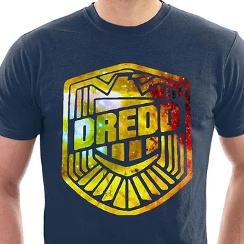 Футболка Dredd Shield в стиле ретро из фильма Мужская Забавная Комедия в стиле 100 Хлопок для взрослых и детей Новинка