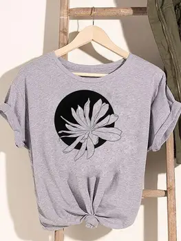 Женская футболка с растительным цветком, тренд 90-х, Милая футболка с графическим рисунком, женская одежда с принтом, летние повседневные футболки с героями мультфильмов, футболка