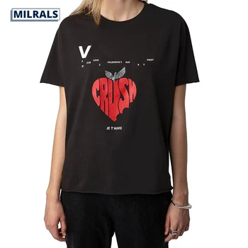 MILRALS 2024, Женская футболка с Круглым вырезом и Коротким рукавом с буквенным принтом, Весна-Лето, Новый Рисунок Apple, Модная Женская Футболка в уличном стиле