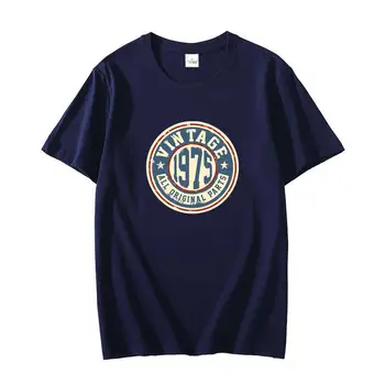 Мужская винтажная футболка с коротким рукавом, Хлопковая футболка Fun '48 и '48, подарок на день рождения, 1975 графические футболки, Летняя футболка с круглым вырезом