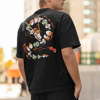 Футболка для суши Dragon Японская кухня Креативный дизайн Графический принт на обратной стороне Классные подарки для молодежи Мужская Летняя футболка