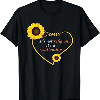 Иисус Не религия Футболка Funny Sunflower Christian Believer SweaT 19003