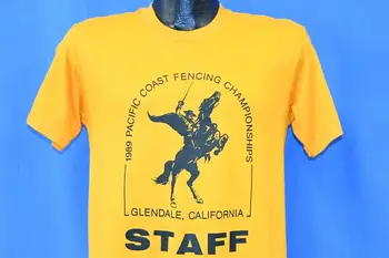 винтажная футболка 80-х годов PACIFIC COAST FENCING '89 CHAMPS GLENDALE CA STAFF с длинными рукавами SMALL S