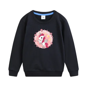 Aimi Lakana Пуловер с единорогом для маленьких девочек, Милая толстовка с пони, весенне-осенняя хлопковая одежда, Топ для девочек