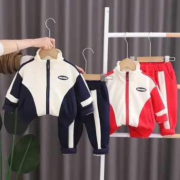 Комплекты одежды для мальчиков Весна Осень 2024, детские куртки, Брюки, спортивный костюм из 2 предметов для малышей, спортивные костюмы, детская одежда для малышей 4-5 лет
