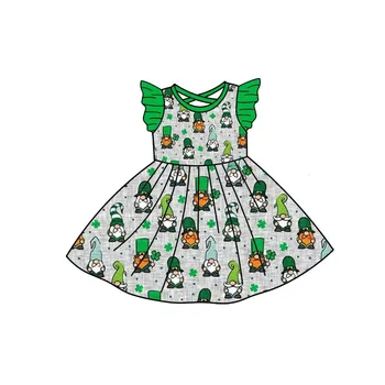 детские платья на День Святого Патрика, жемчужное платье для девочек, детская одежда, платье для девочек с мультяшным принтом, детская одежда оптом