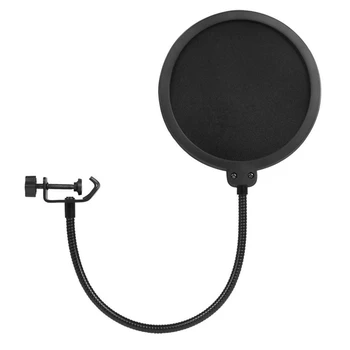 Защита от брызг, черный двойной микрофон для студии звукозаписи, ветрозащитный и защищающий от поломок чехол для микрофона, 1 шт.
