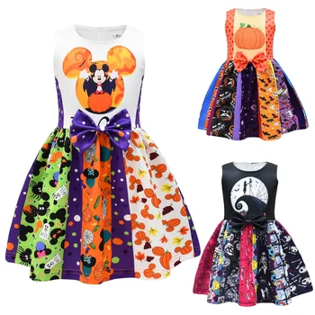 Детские платья для девочек Мультяшное платье Микки Мауса и Минни Маус для маленьких девочек Платье для Рождественской вечеринки Костюм для косплея на Хэллоуин